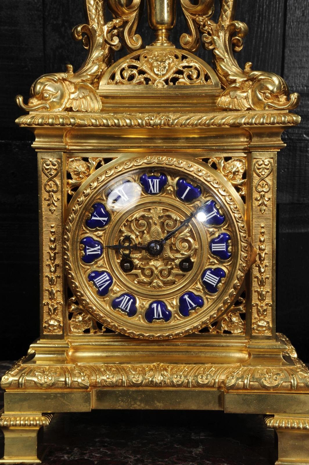 Antique French Ormolu Bracket  Clock - Dolphins 11