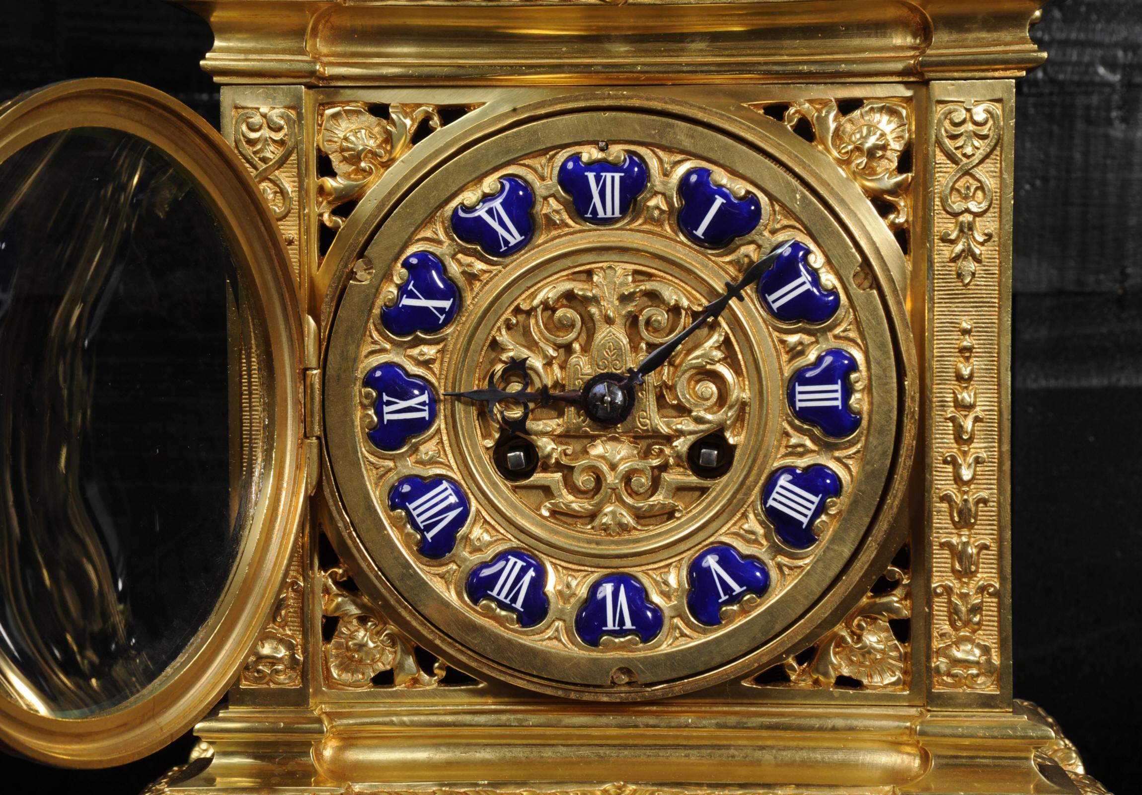 Antique French Ormolu Bracket  Clock - Dolphins 12