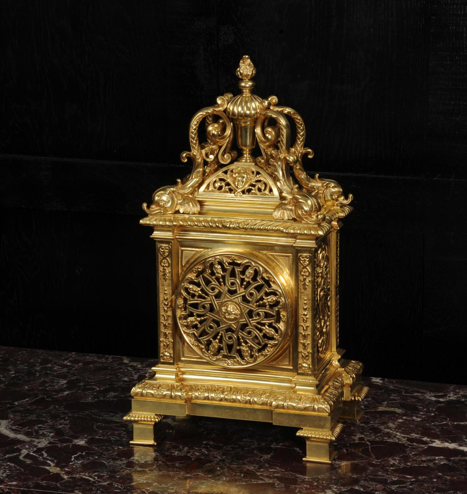 Antique French Ormolu Bracket  Clock - Dolphins 13