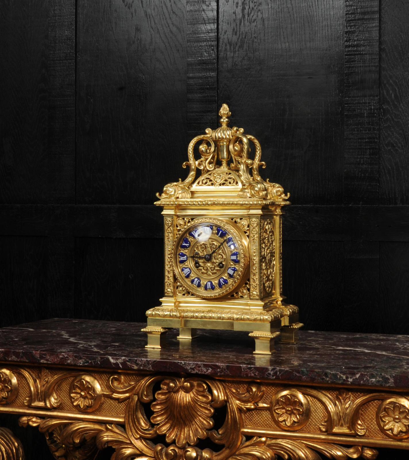 Baroque Antique French Ormolu Bracket  Clock - Dolphins