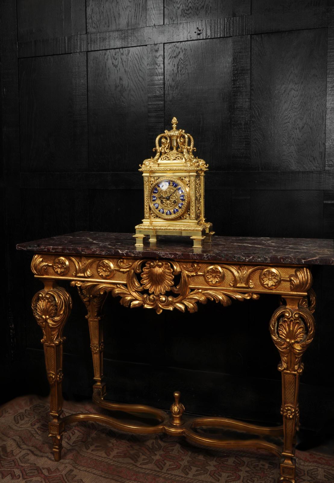 Antique French Ormolu Bracket  Clock - Dolphins In Good Condition In Belper, Derbyshire