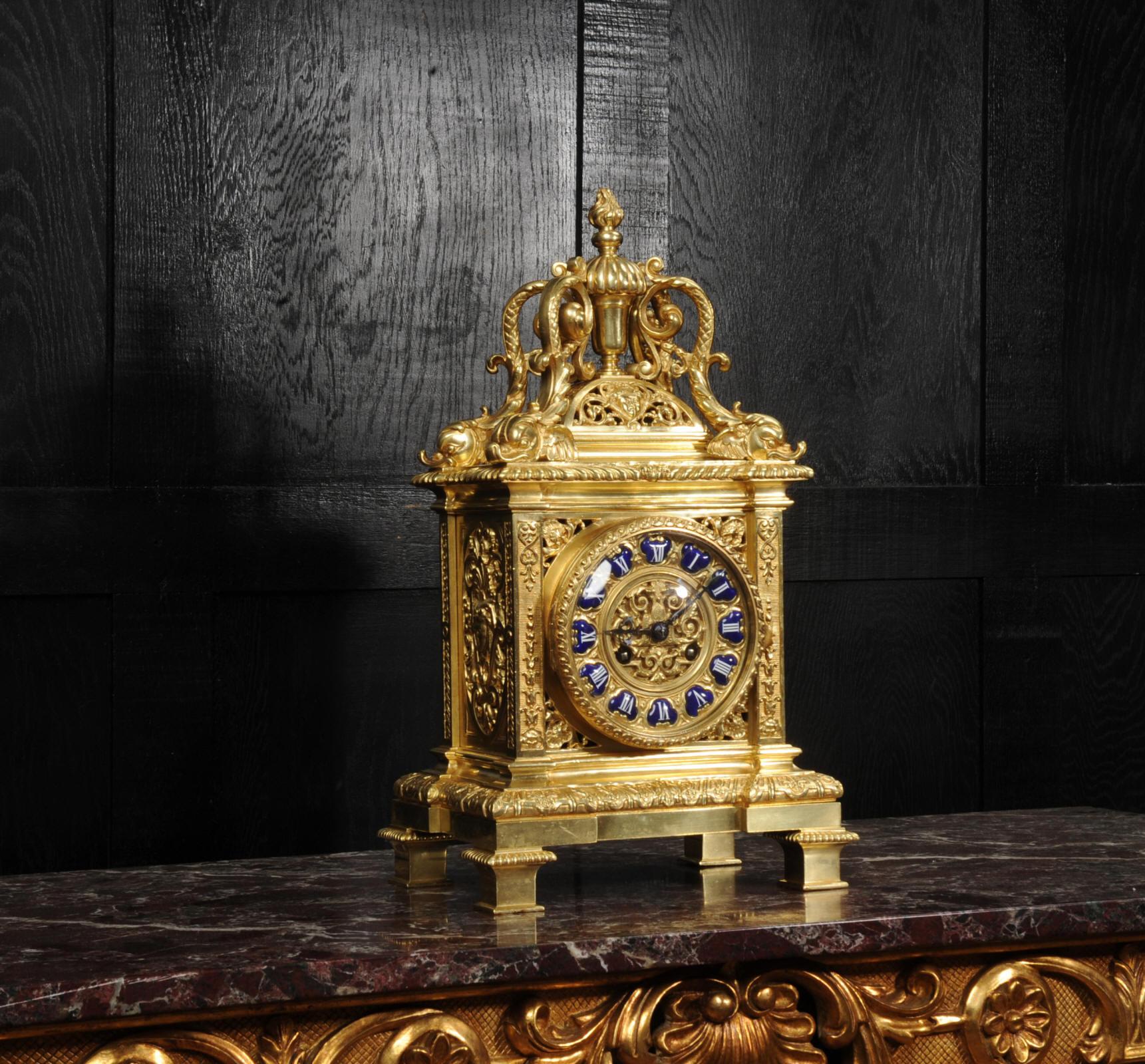Antique French Ormolu Bracket  Clock - Dolphins 1