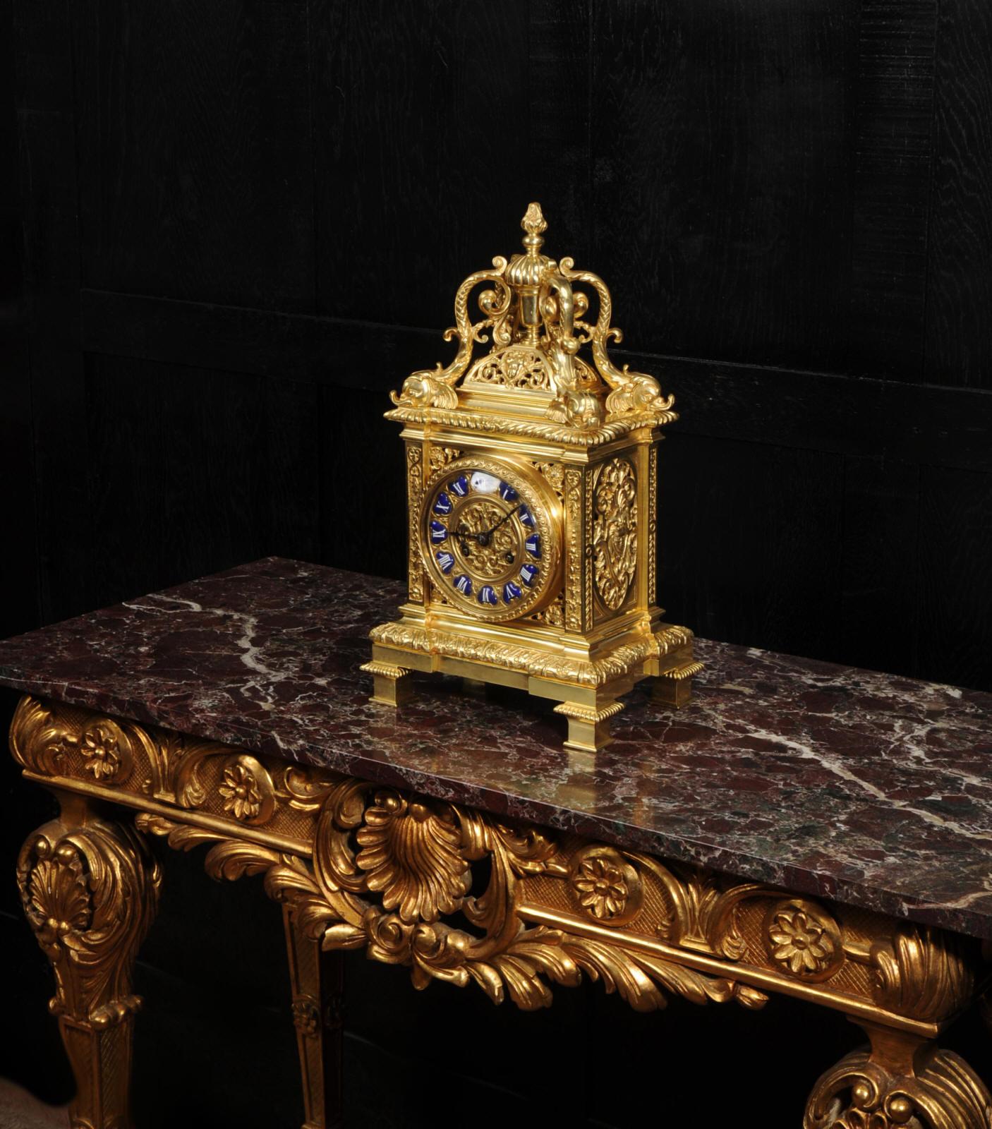 Antique French Ormolu Bracket  Clock - Dolphins 3