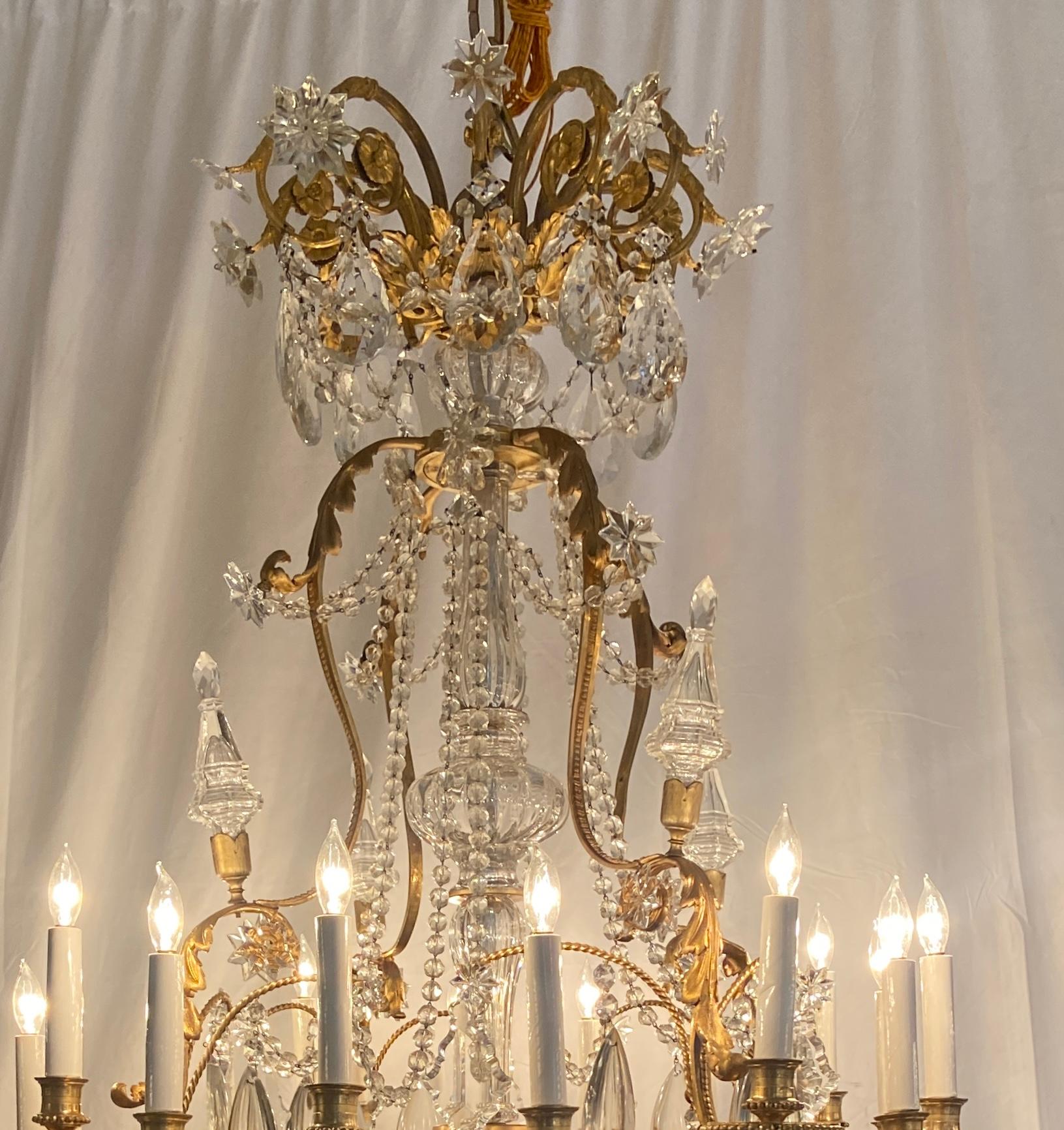 Antique French Ormolu Bronze and Baccarat Crystal Chandelier, Circa 1860 In Good Condition For Sale In New Orleans, LA