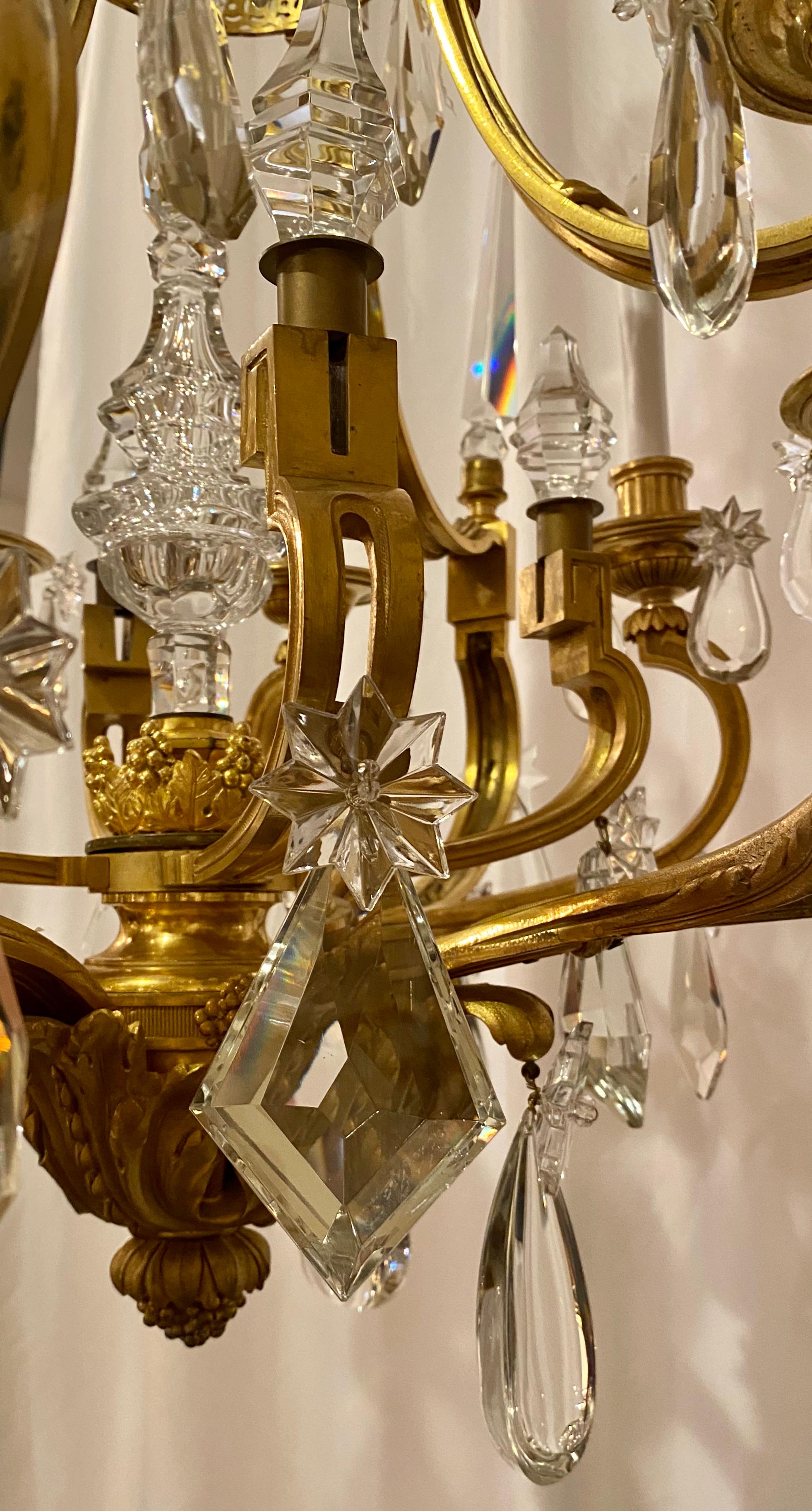 Antique French Ormolu Bronze and Cut Crystal Chandelier, Circa 1860-1870. In Good Condition For Sale In New Orleans, LA