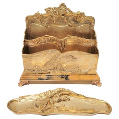 Antique French Set da scrivania in bronzo ormolato