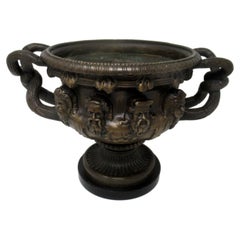 Antique French Ormolu Bronze Marble Warwick Albani Vase Urn Centerpiece 19thCt