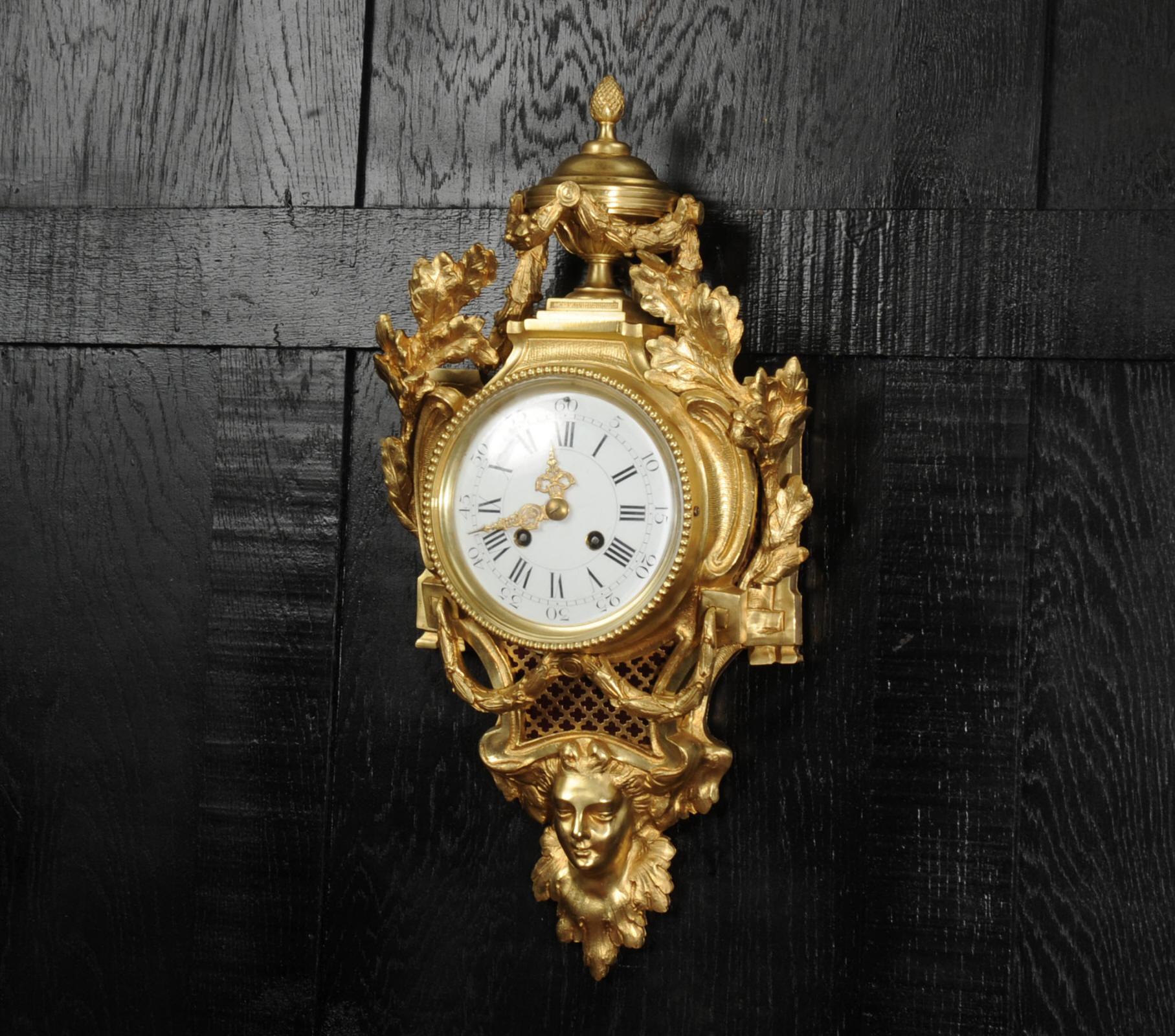 Antiguo Reloj Cartel Francés de Ormolu de Charles Vincent Luis XVI en venta