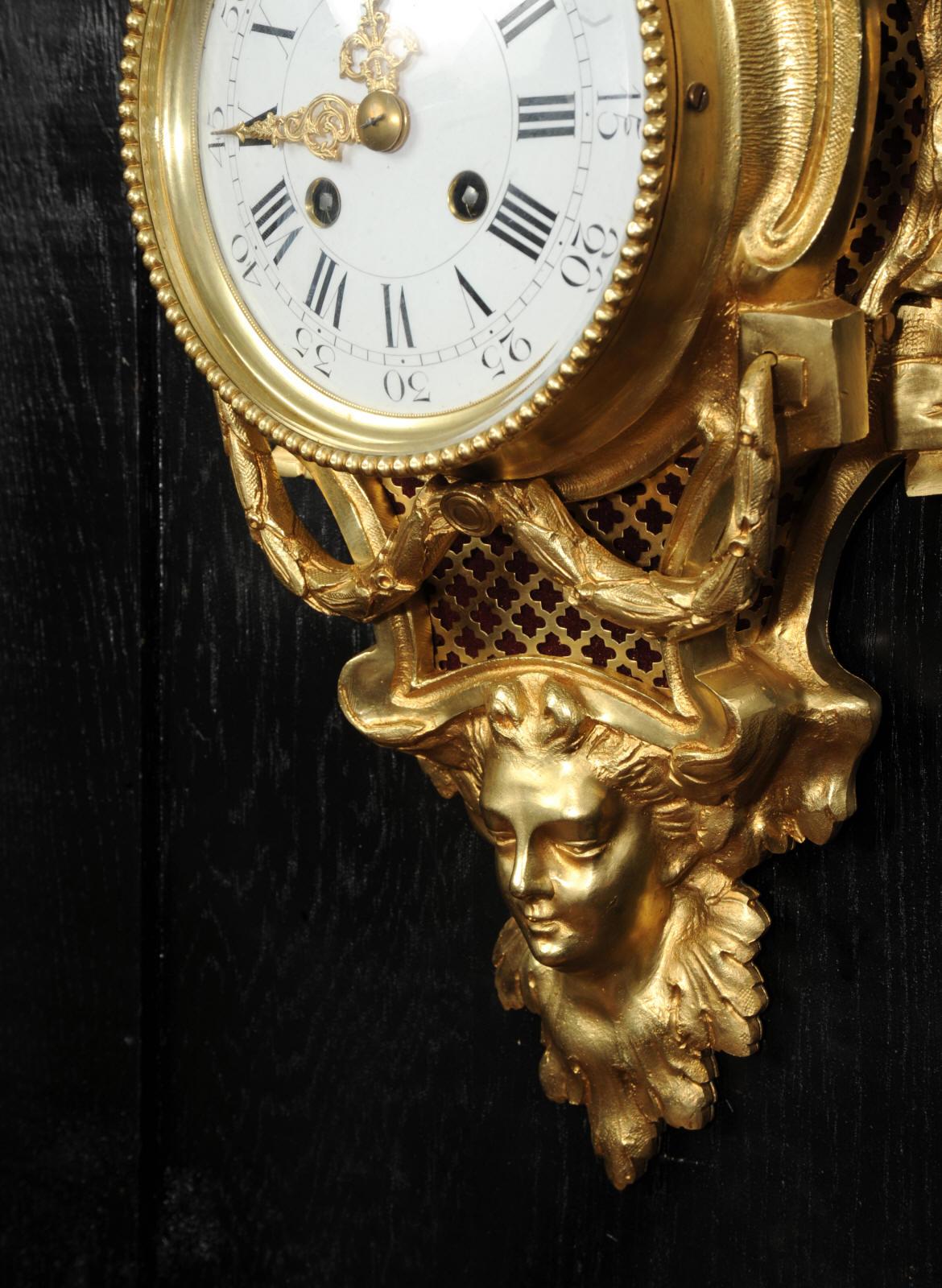 Antiguo Reloj Cartel Francés de Ormolu de Charles Vincent en venta 1