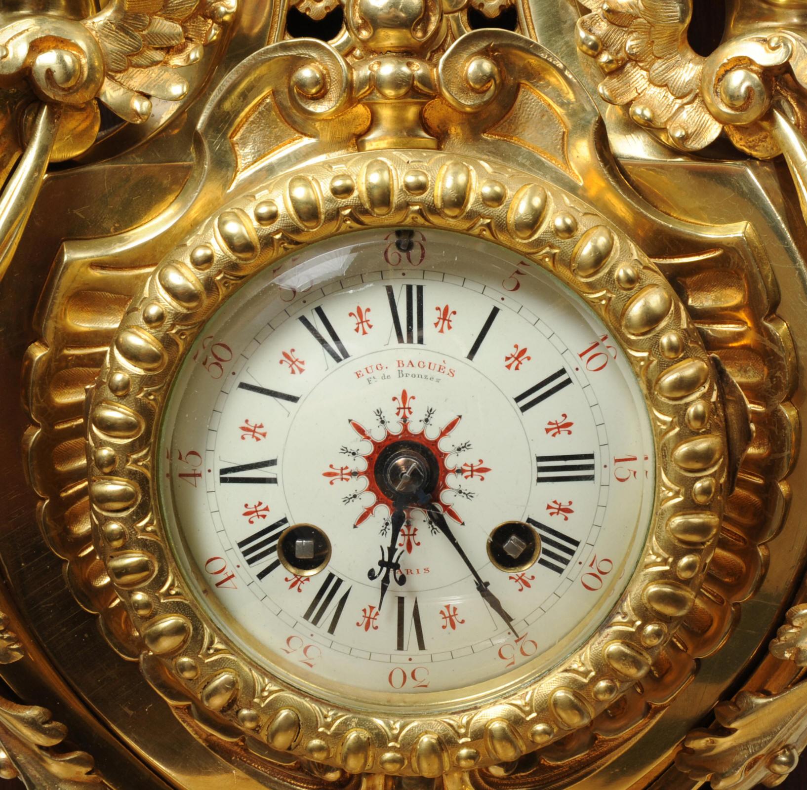 Baroque Antique French Ormolu Cartel Wall Clock by Maison Baguès, Paris
