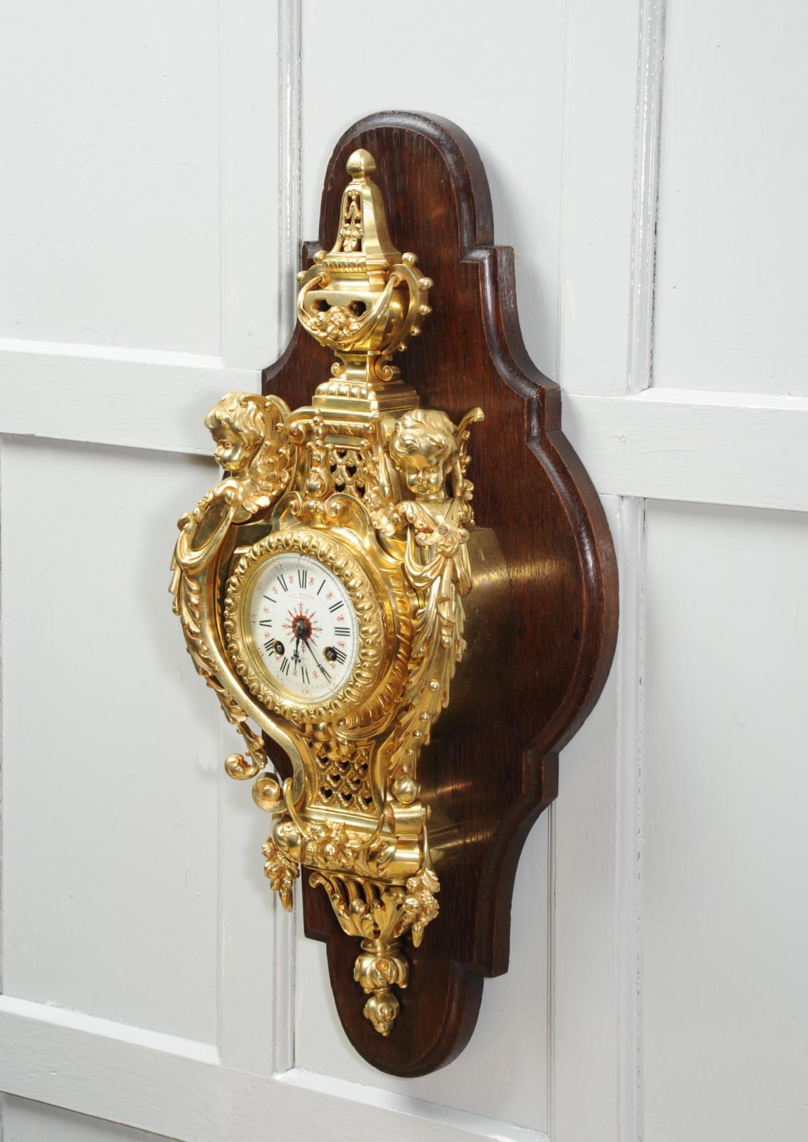 Antique French Ormolu Cartel Wall Clock by Maison Baguès, Paris 4