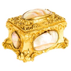 Antique French Ormolu Casket with Abalone Shell Plaques, 19th Century