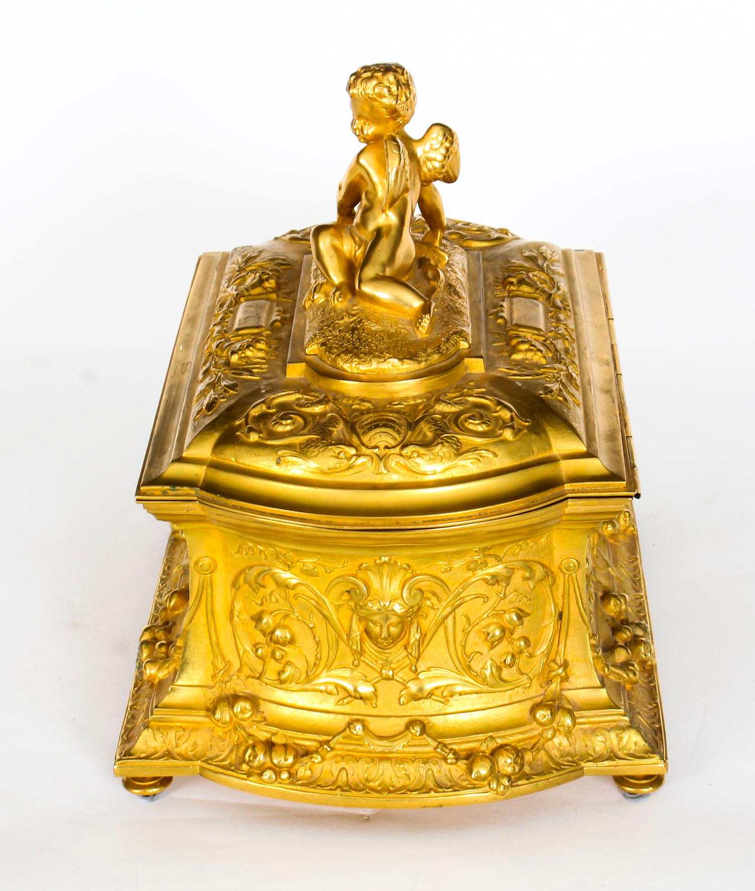 Antique French Ormolu Casket with Cupid, 19th Century 6
