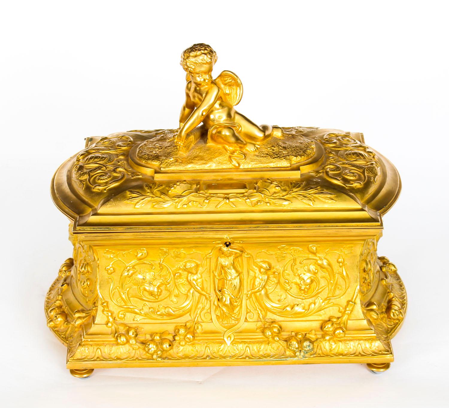 Antique French Ormolu Casket with Cupid, 19th Century 9