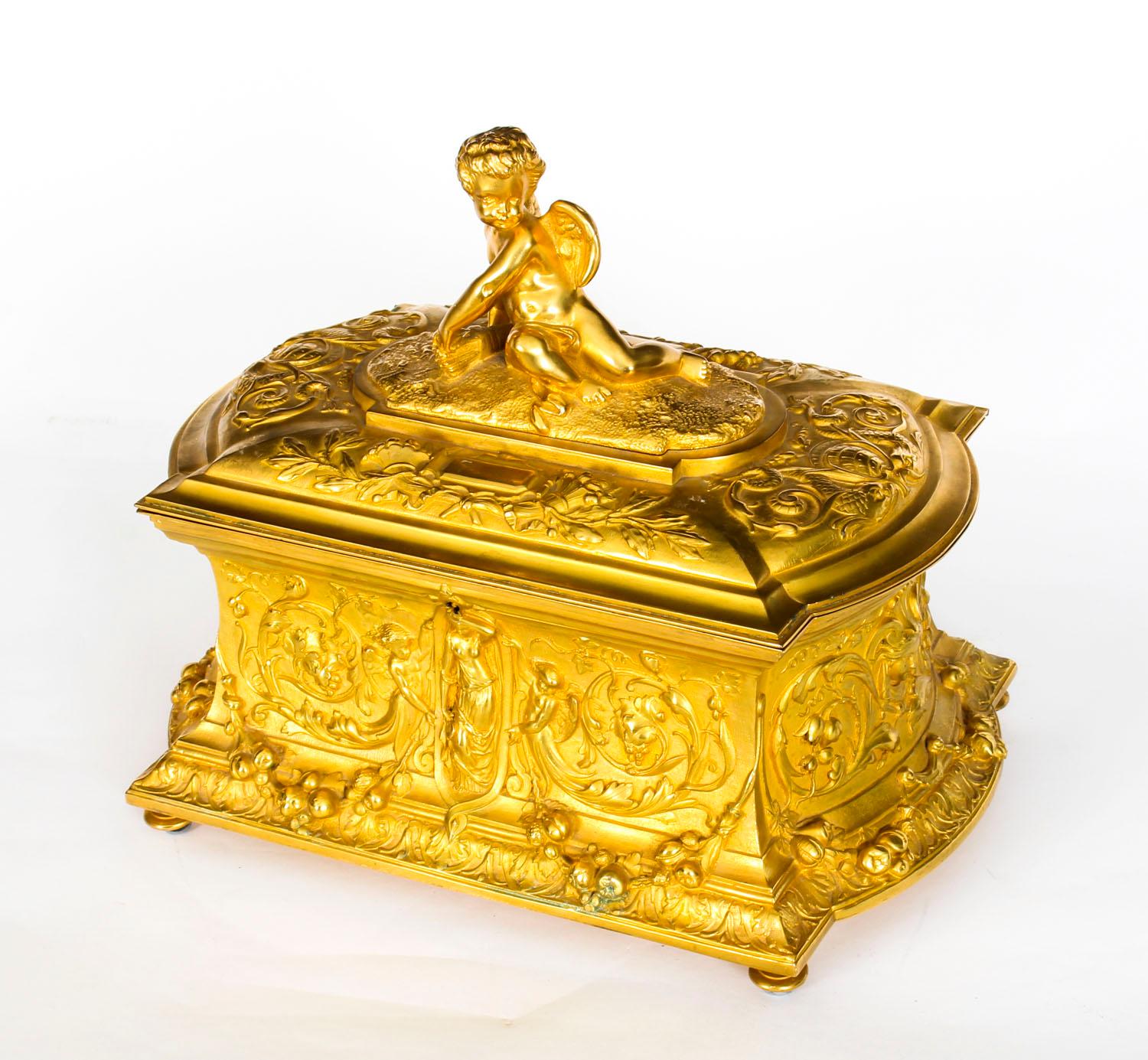 Antique French Ormolu Casket with Cupid, 19th Century 11