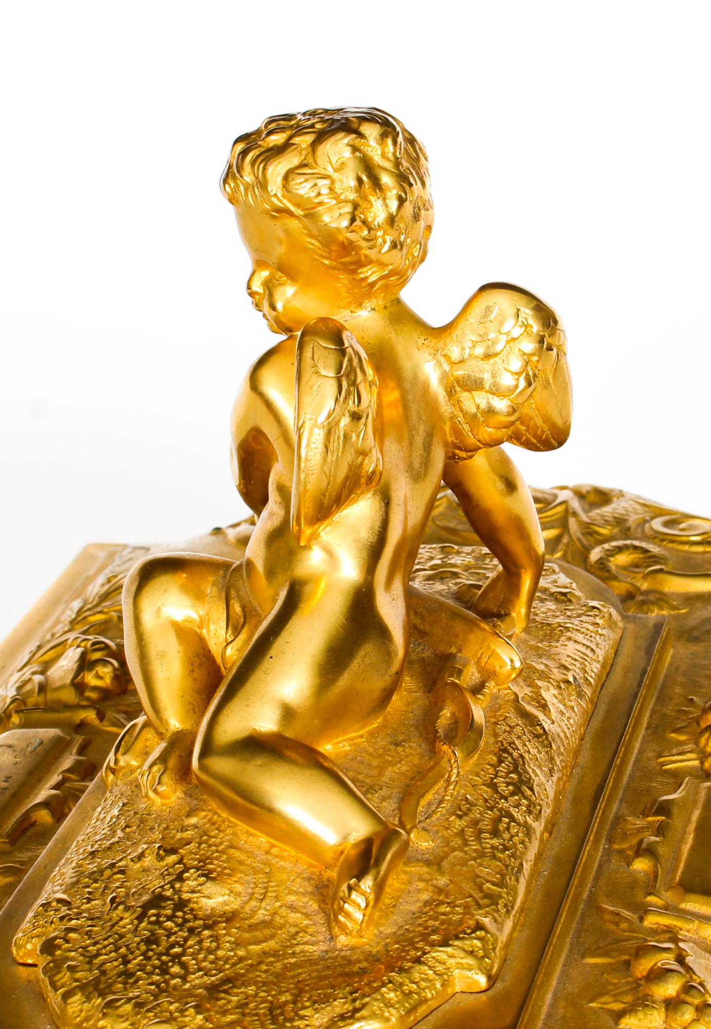 Late 19th Century Antique French Ormolu Casket with Cupid, 19th Century