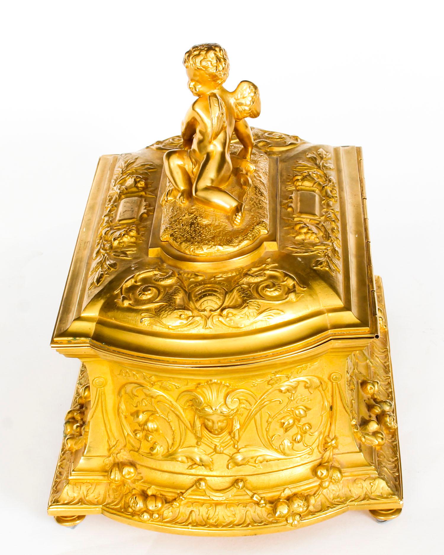 Antique French Ormolu Casket with Cupid, 19th Century 1