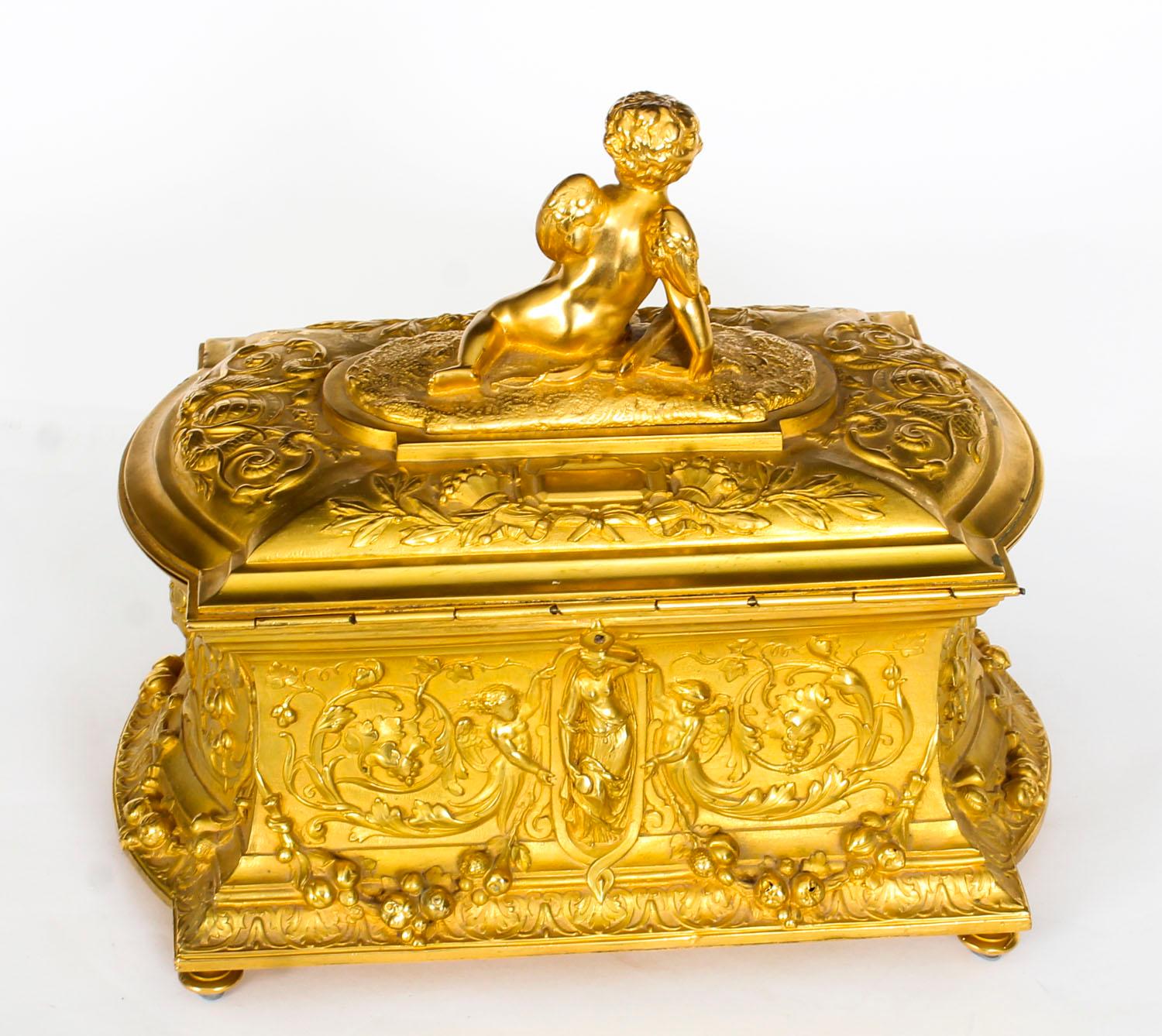 Antique French Ormolu Casket with Cupid, 19th Century 5