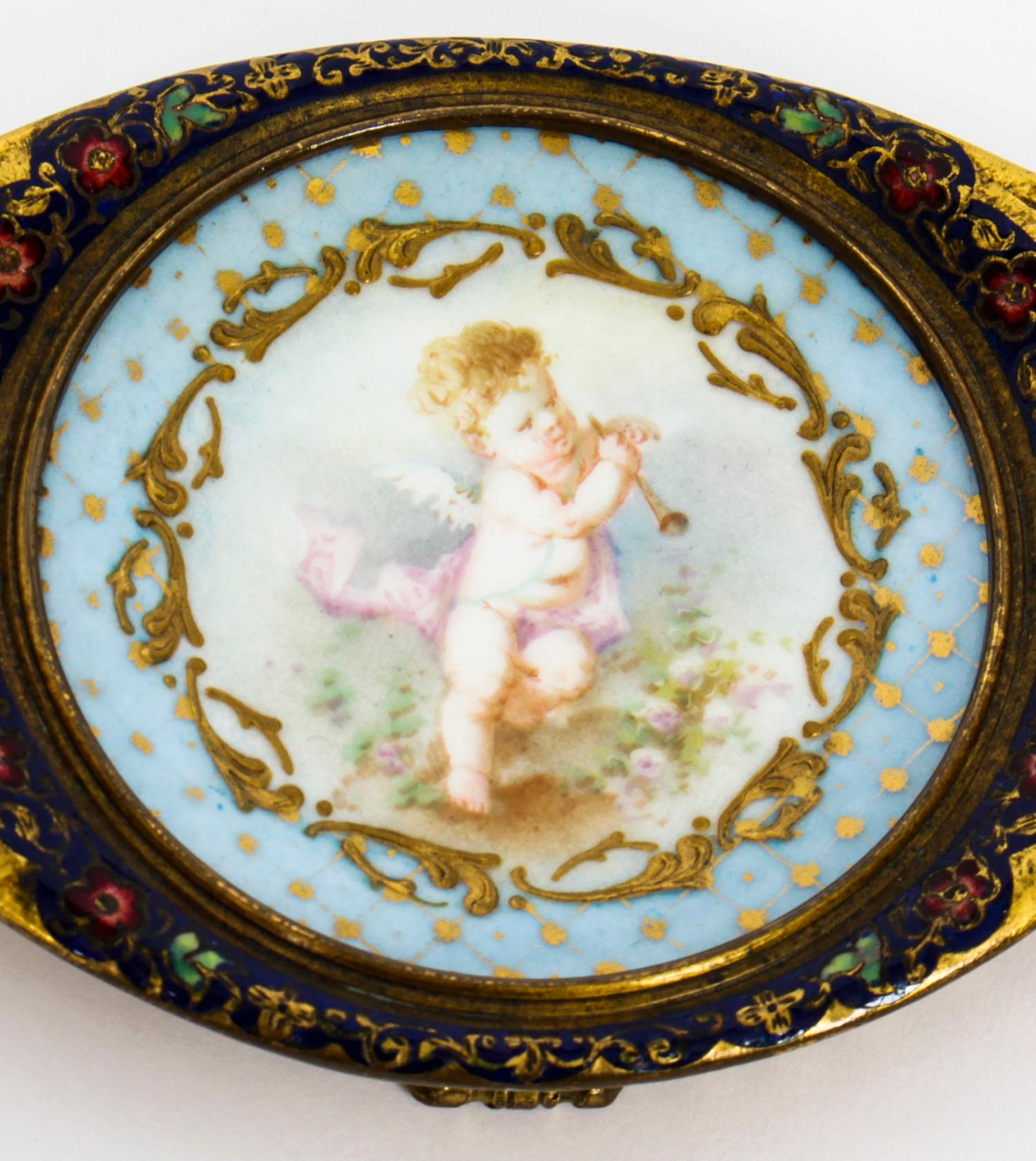 Antique French Ormolu and Champlevé Enamel Pin Tray, 19th Century In Good Condition For Sale In London, GB