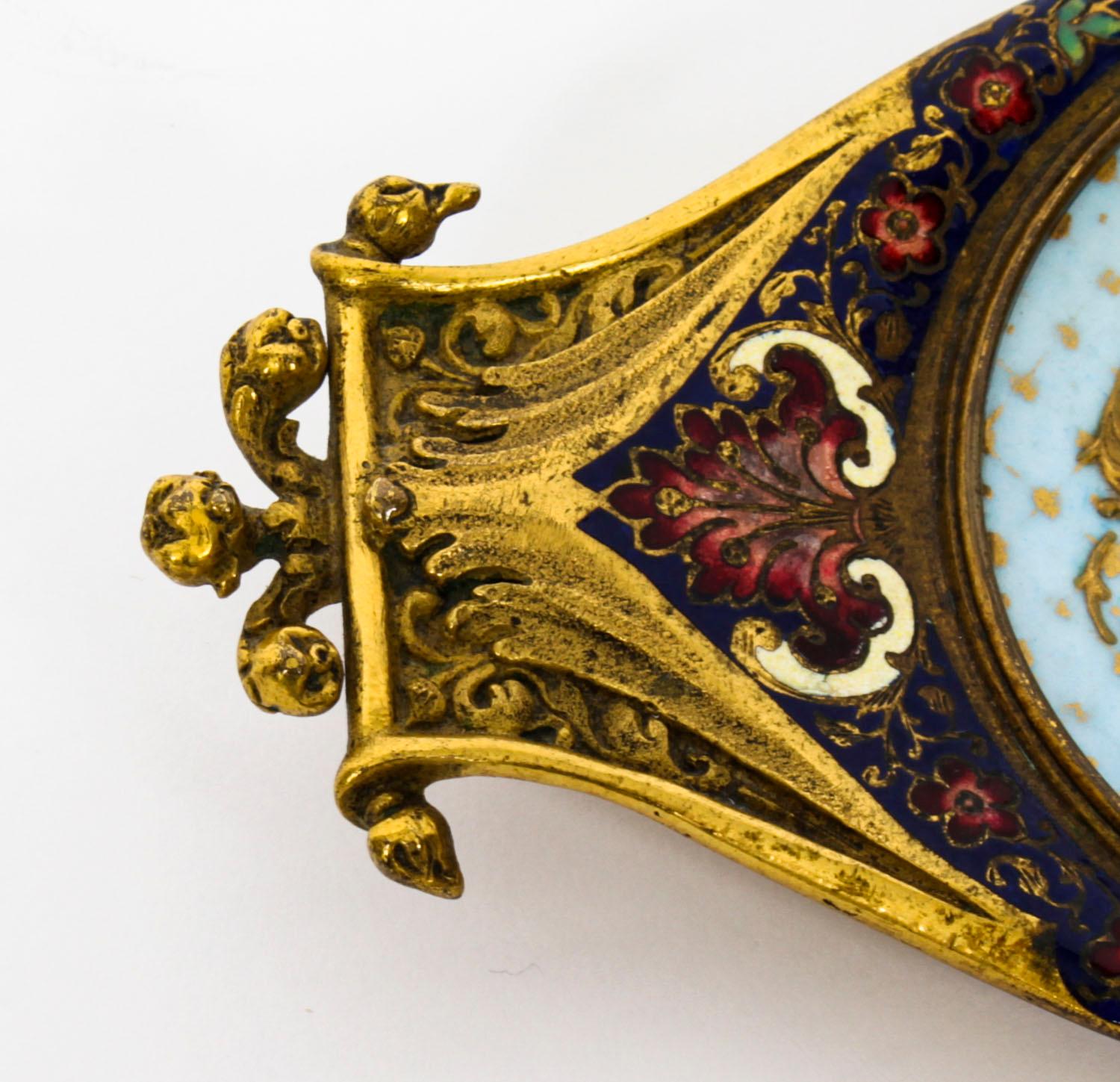 Late 19th Century Antique French Ormolu and Champlevé Enamel Pin Tray, 19th Century For Sale