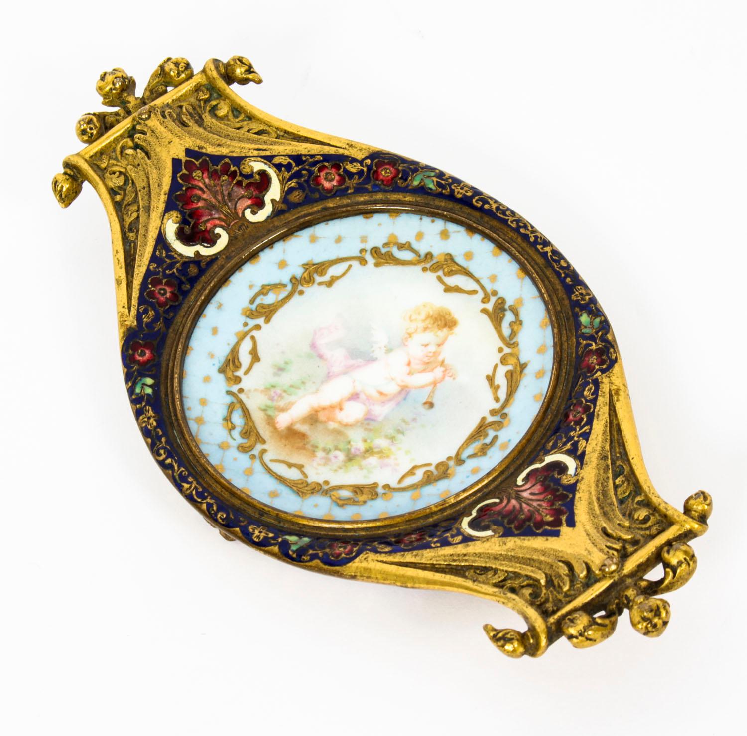 Antique French Ormolu and Champlevé Enamel Pin Tray, 19th Century For Sale 2