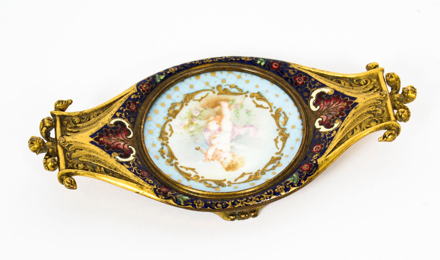 Antique French Ormolu and Champlevé Enamel Pin Tray, 19th Century For Sale 3