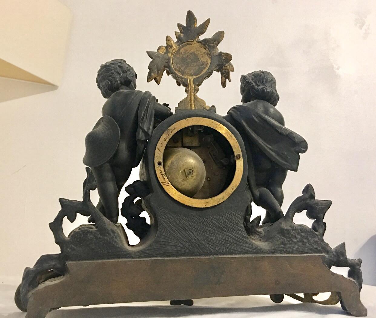 Antique French Ormolu Cherub Striking Mantel Clock For Sale 1