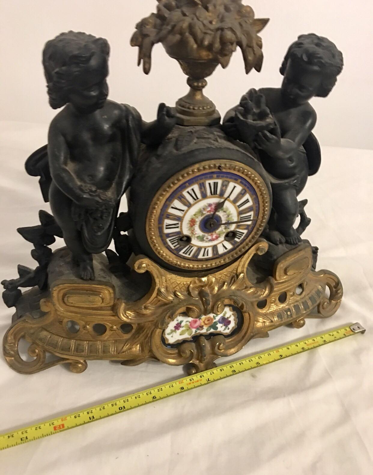 Antique French Ormolu Cherub Striking Mantel Clock For Sale 3