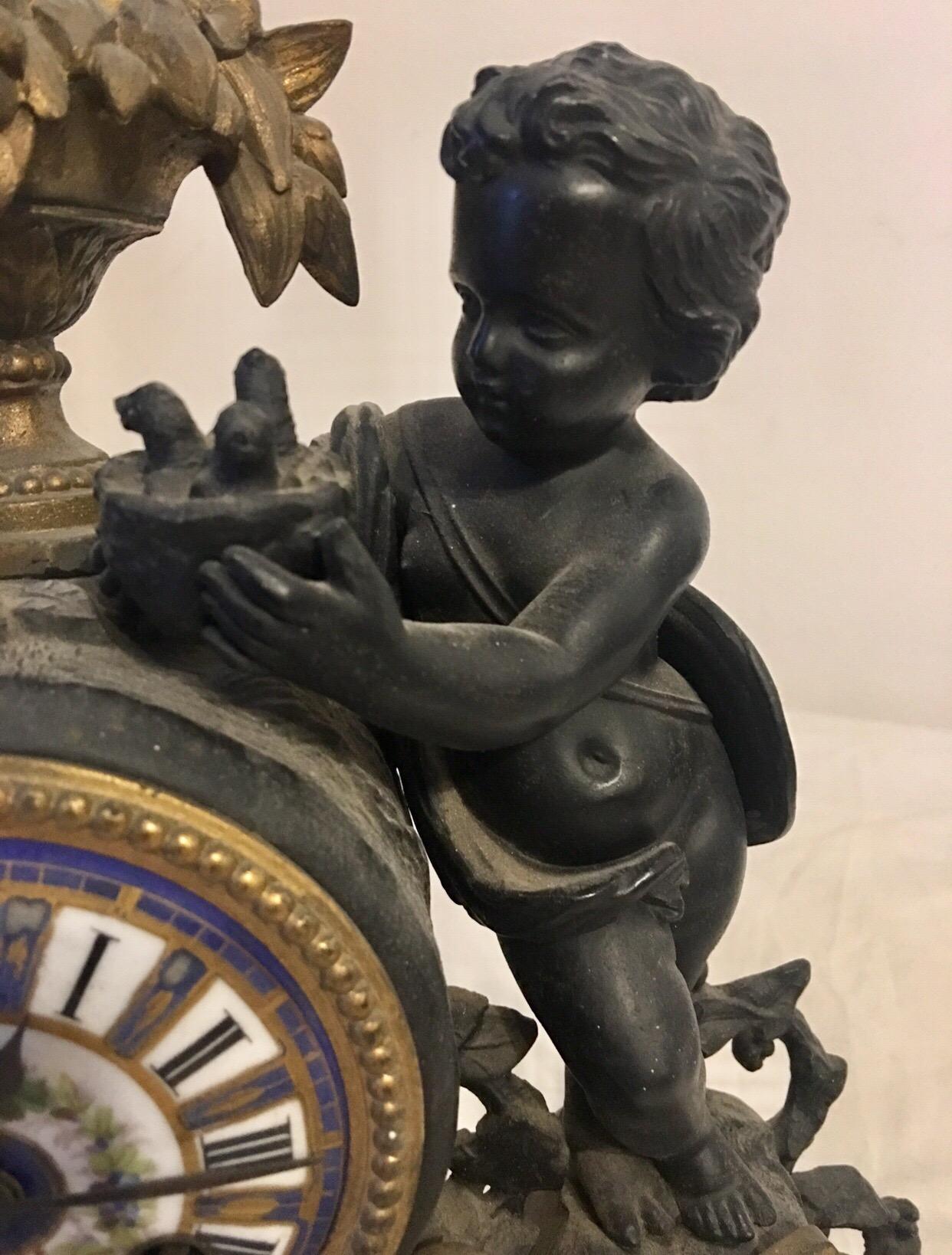 Antique French Ormolu Cherub Striking Mantel Clock For Sale 4