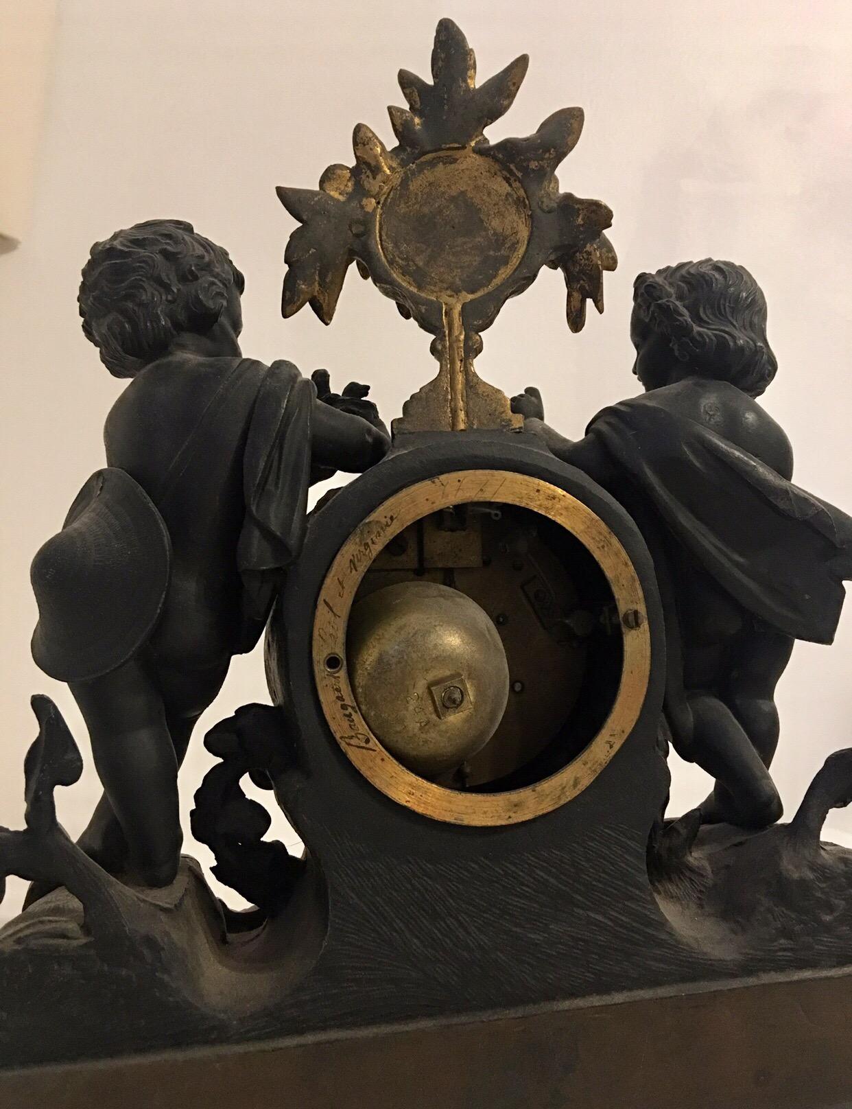 Antique French Ormolu Cherub Striking Mantel Clock For Sale 5