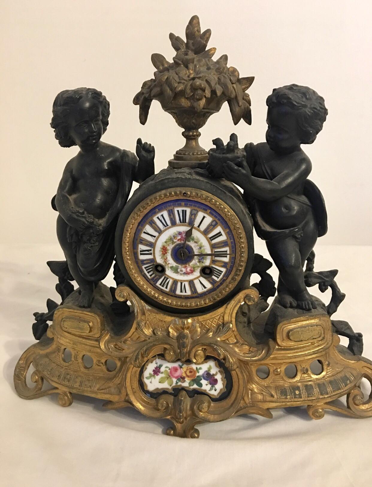 Antique French Ormolu Cherub Striking Mantel Clock For Sale 6