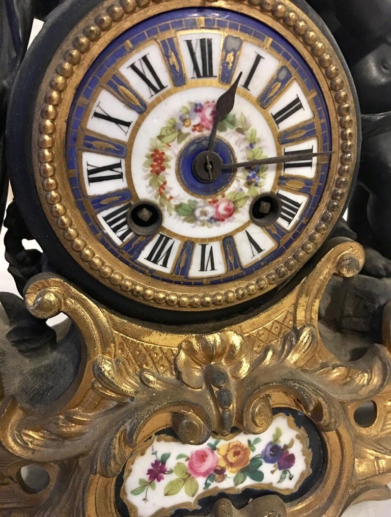 Antique French Ormolu Cherub Striking Mantel Clock For Sale at 1stDibs