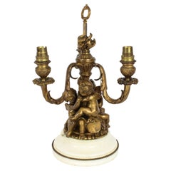 Antique French Ormolu Cherub Table Lamp Louis Revival Circa 1870