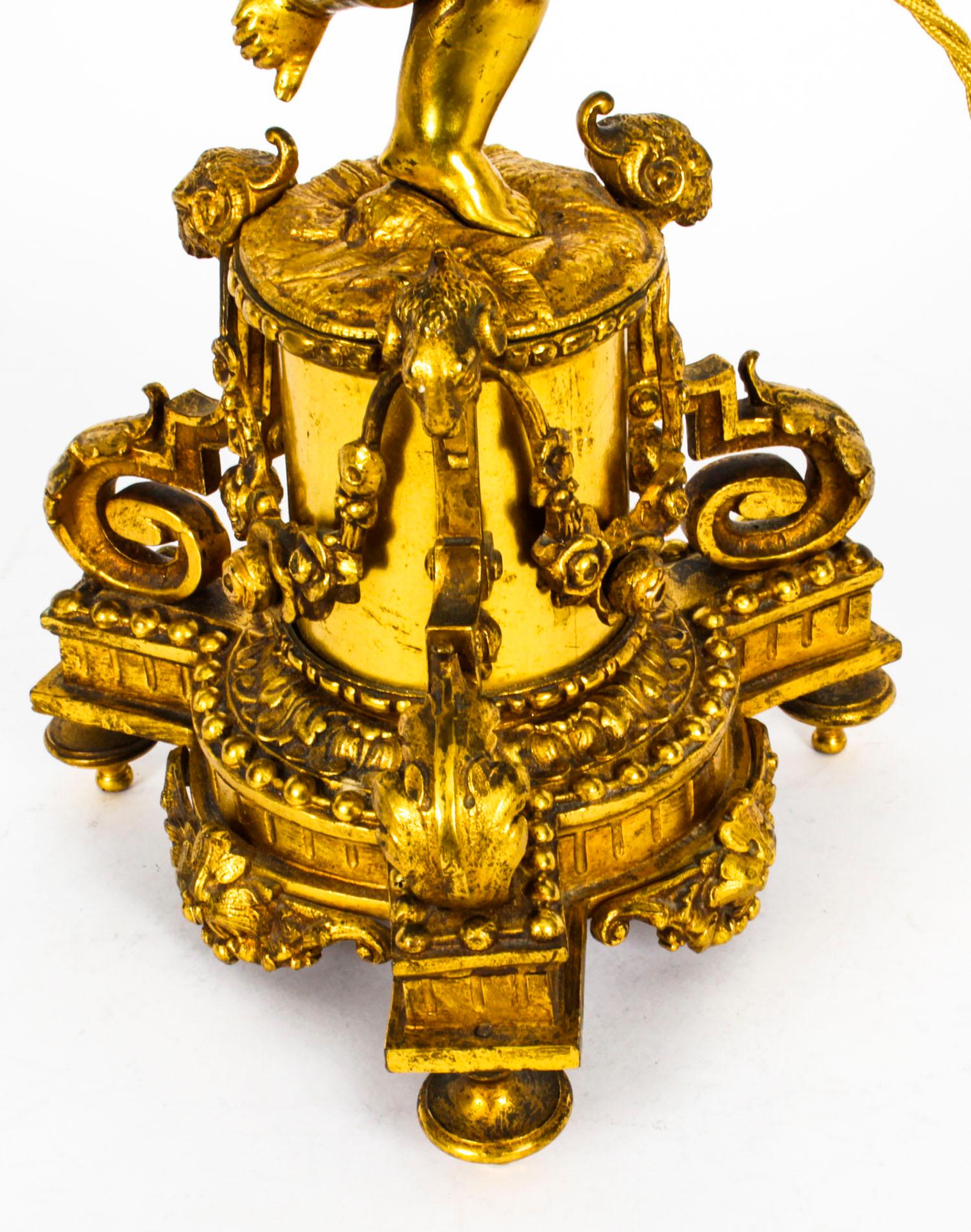 Antique French Ormolu Cherub Table Lamp Louis XVI Style Early 20th Century 9