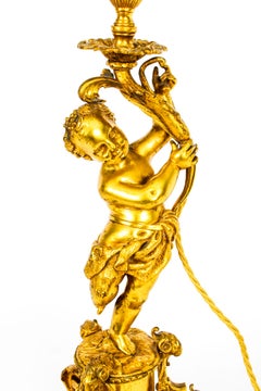 Antique French Ormolu Cherub Table Lamp Louis XVI Style Early 20th Century