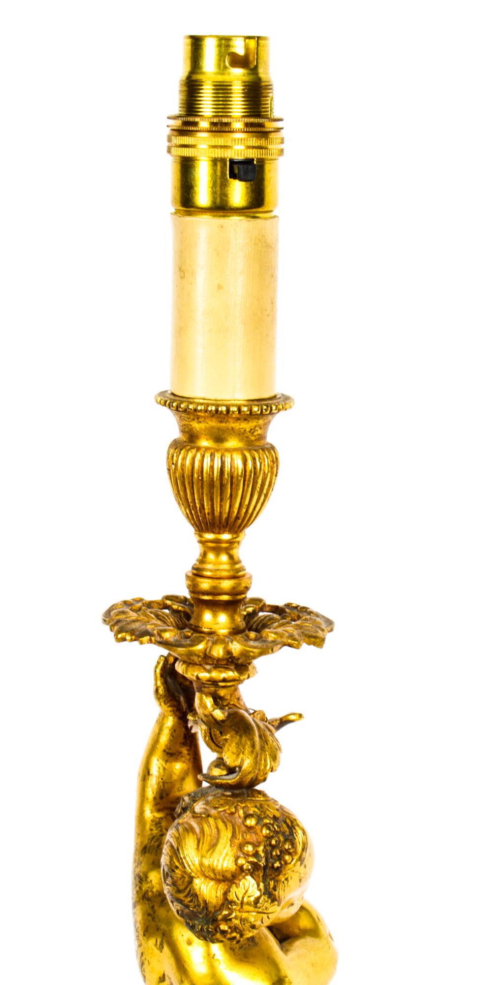 Antique French Ormolu Cherub Table Lamp Louis XVI Style Early 20th Century 3
