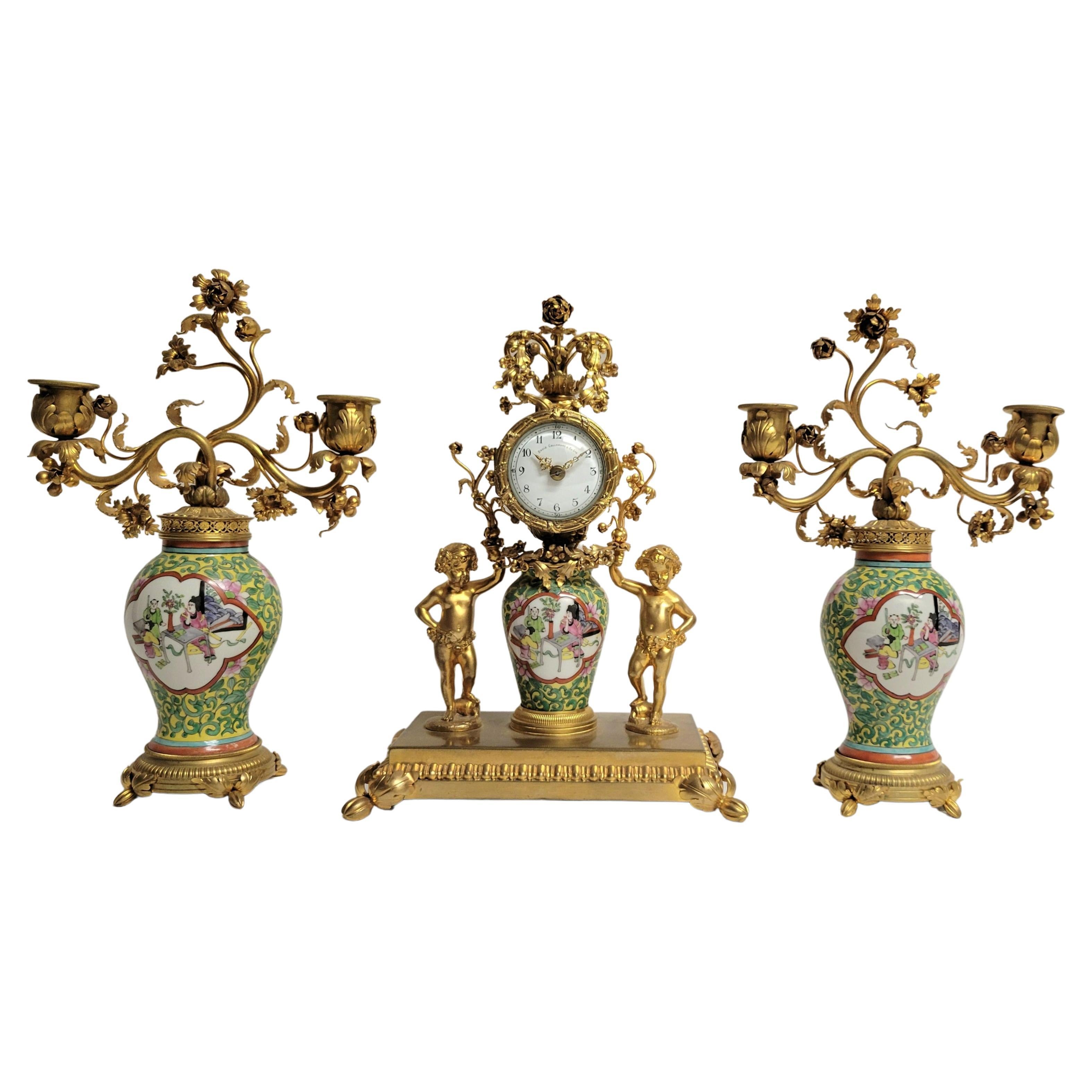 Antique French Ormolu Clock Garniture