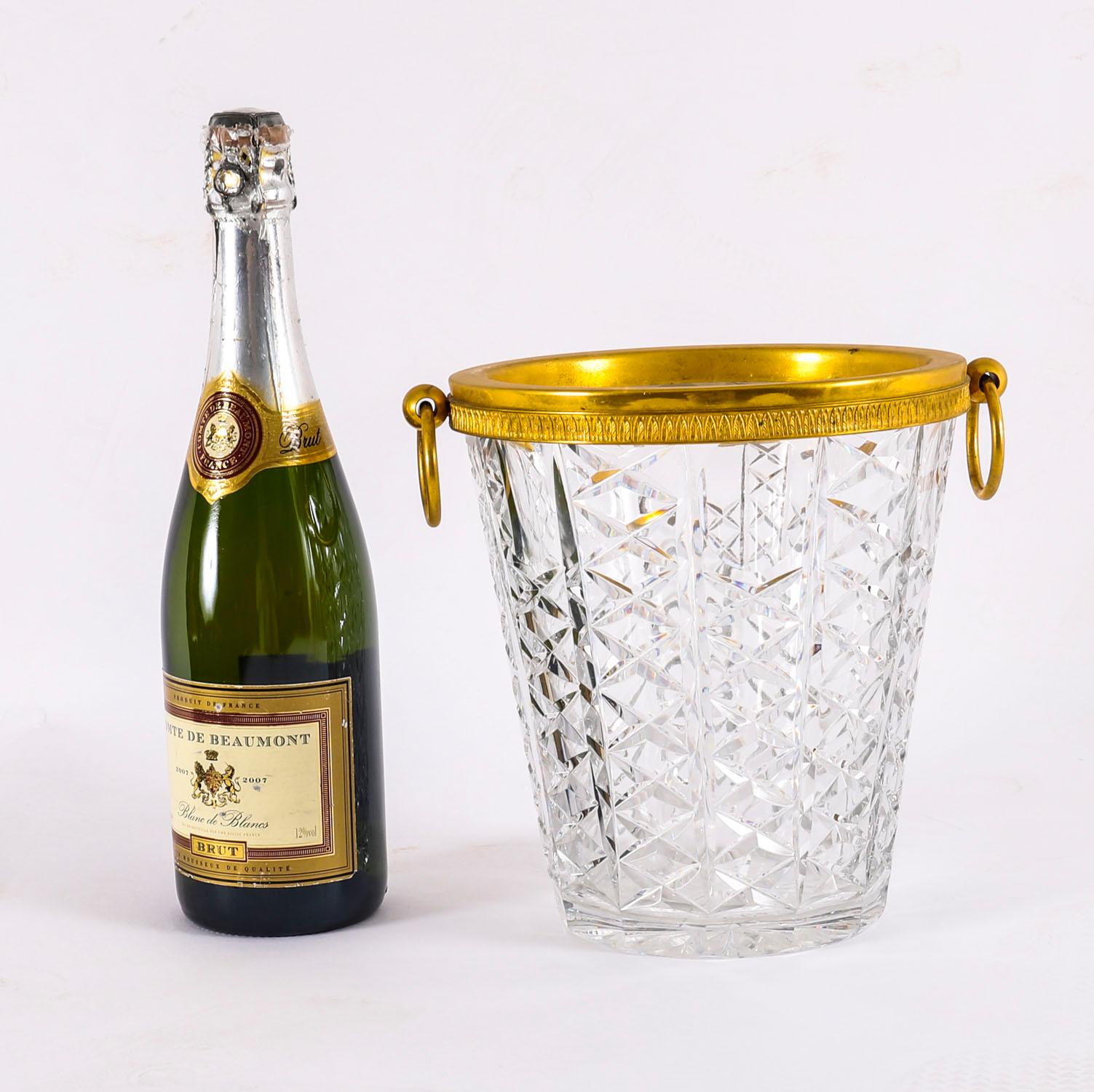 Antique French Ormolu & Cut Crystal Wine Cooler Ice Bucket 20th Century For Sale 8