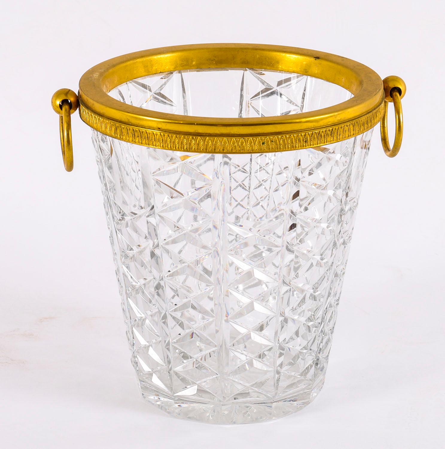 Antique French Ormolu & Cut Crystal Wine Cooler Ice Bucket 20th Century For Sale 9
