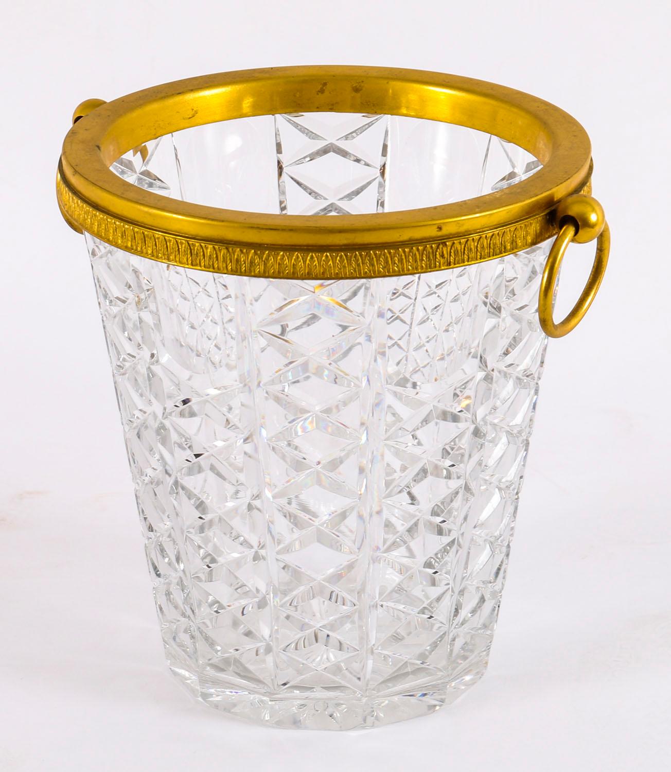 Antique French Ormolu & Cut Crystal Wine Cooler Ice Bucket 20th Century In Good Condition For Sale In London, GB