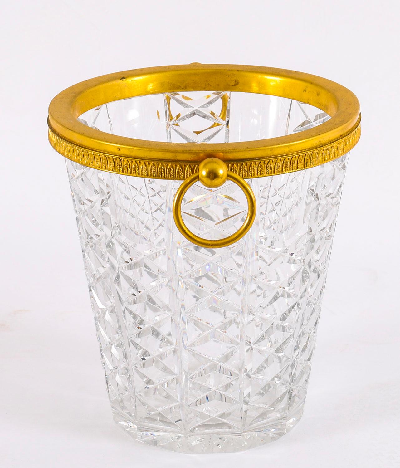 Antique French Ormolu & Cut Crystal Wine Cooler Ice Bucket 20th Century For Sale 1