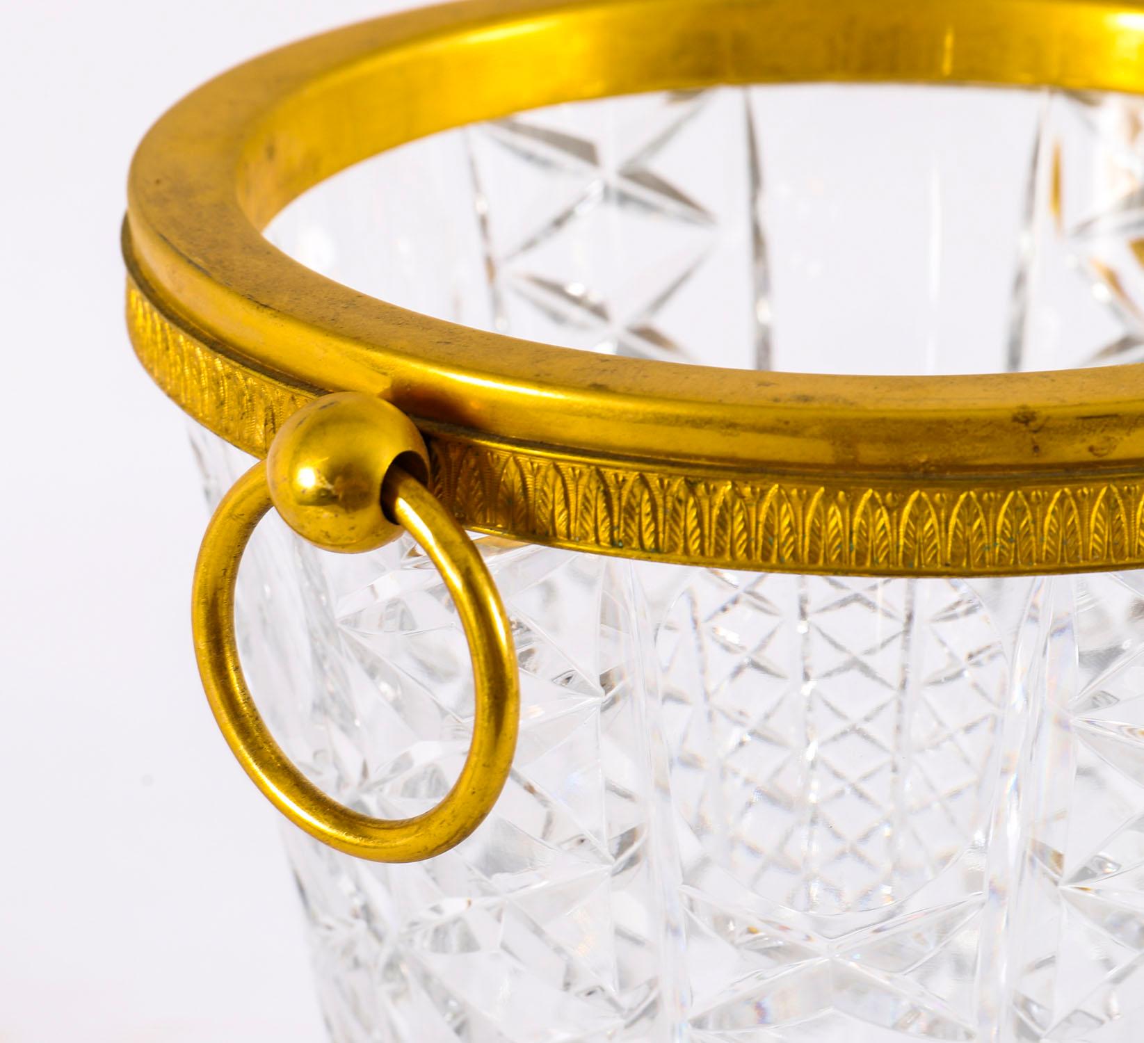 Antique French Ormolu & Cut Crystal Wine Cooler Ice Bucket 20th Century For Sale 2
