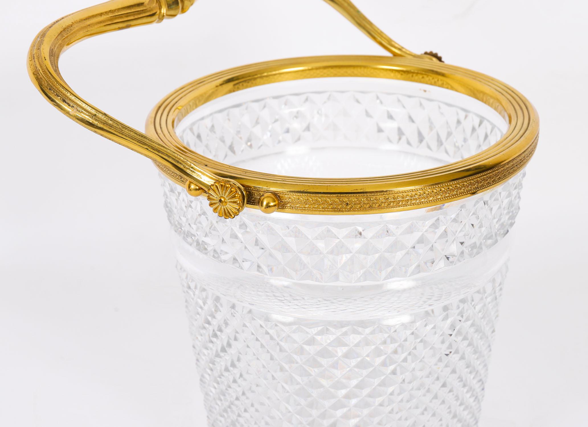 Antique French Ormolu & Cut Crystal Weinkühler Eiskübel 20. Jahrhundert im Angebot 1