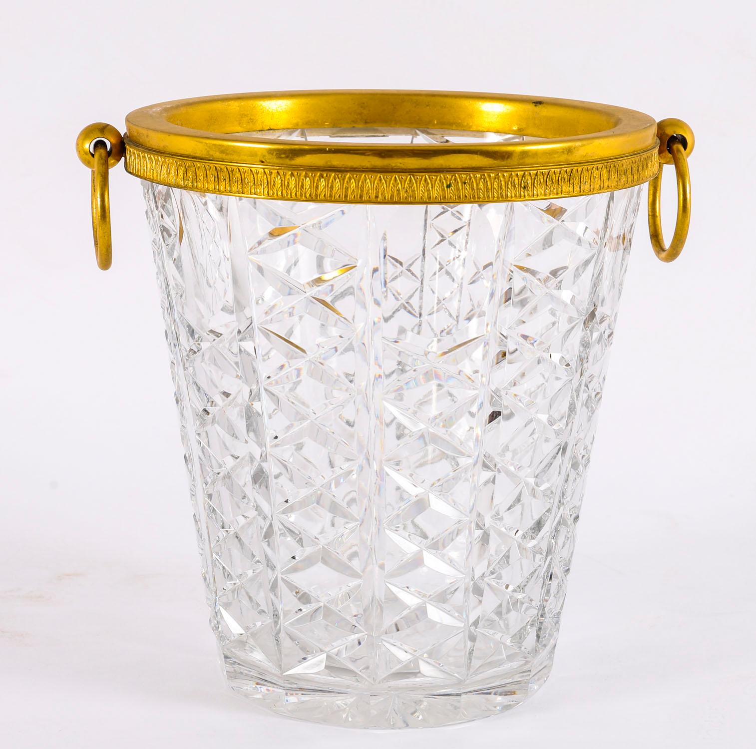 Antique French Ormolu & Cut Crystal Wine Cooler Ice Bucket 20th Century For Sale 5