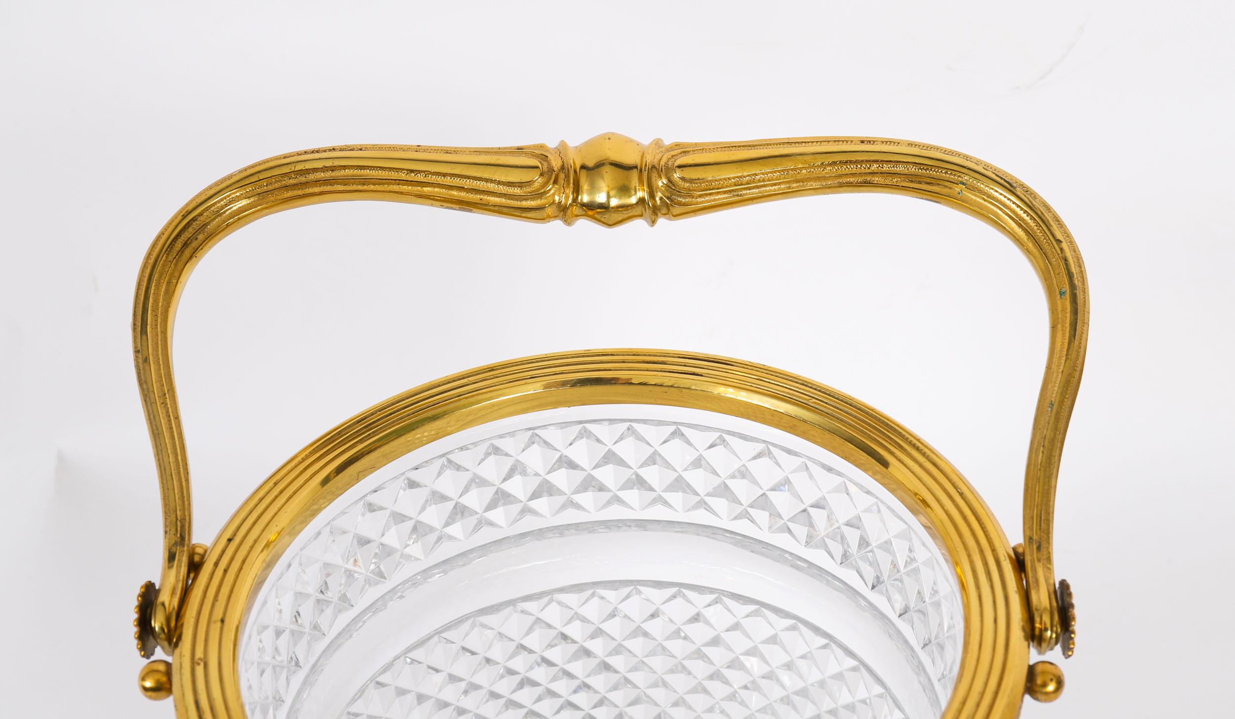 Antique French Ormolu & Cut Crystal Weinkühler Eiskübel 20. Jahrhundert im Angebot 3