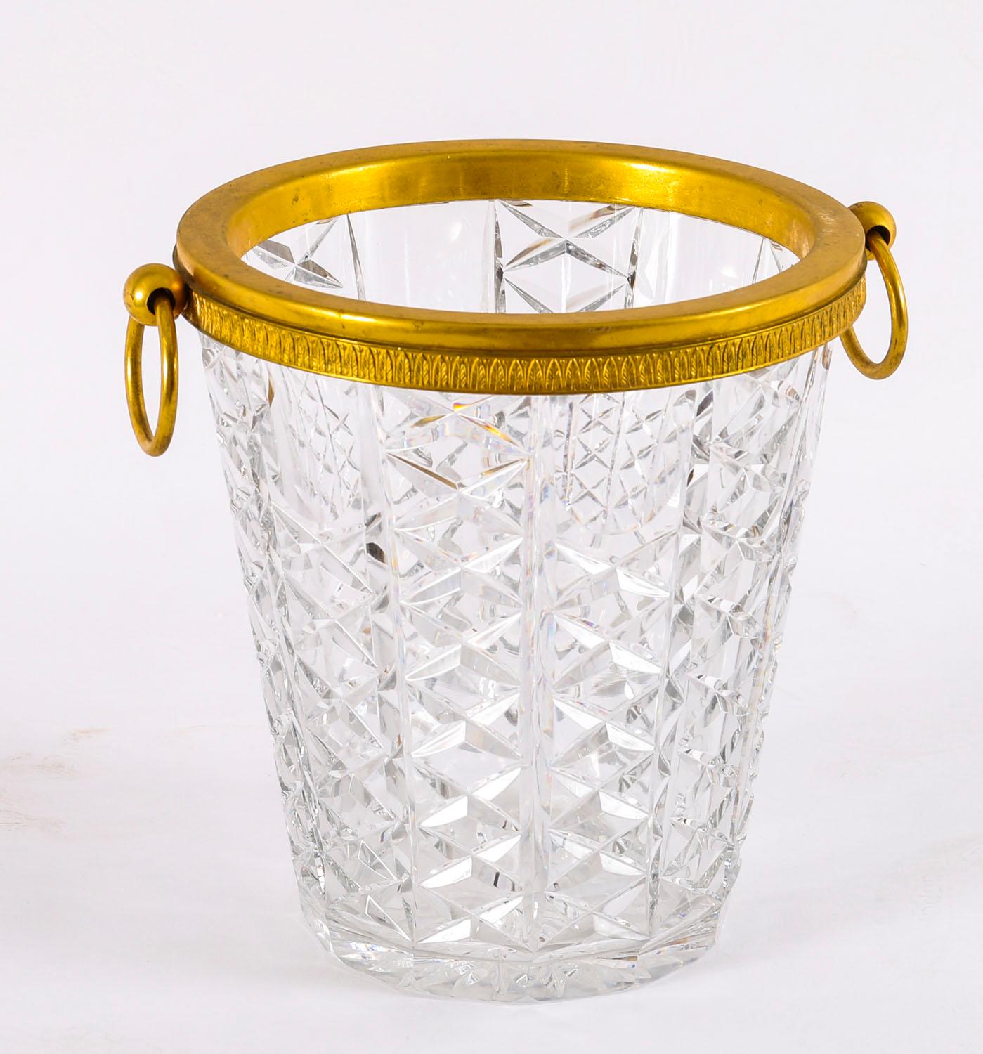 Antique French Ormolu & Cut Crystal Wine Cooler Ice Bucket 20th Century For Sale 6