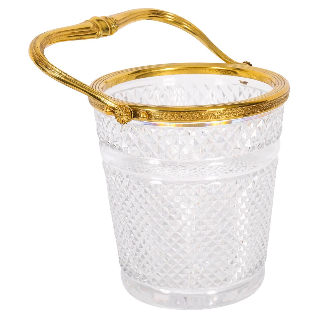 Antique French Ormolu 
Cut Crystal Wine Cooler Ice Bucket 20th Century