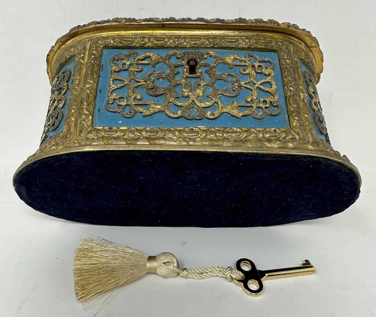 19th Century Antique French Ormolu Gilt Bronze Dore Casket Jewelry Box Sevres Style 1860 19Ct