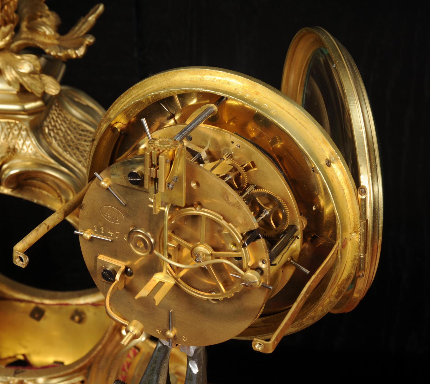 Antique French Ormolu Gilt Bronze Rococo Clock 14