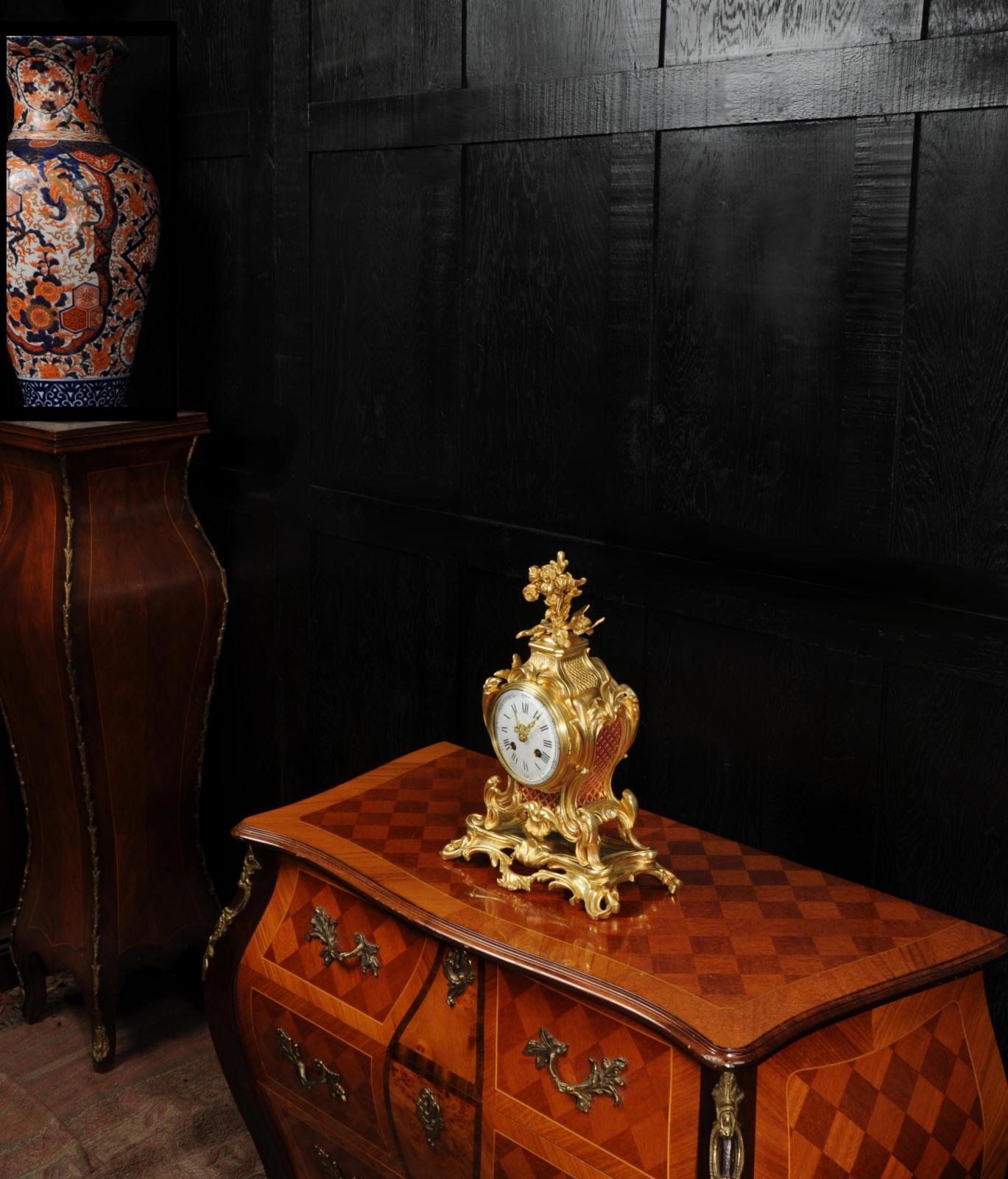 Antique French Ormolu Gilt Bronze Rococo Clock 3